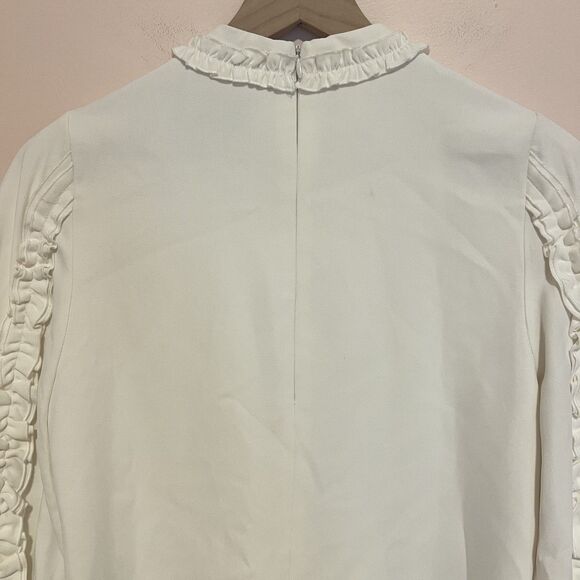 Alexis Marianne Tiered Bell-Sleeve Crepe Mini Dress Ivory Women's Size Small - Picture 7 of 10